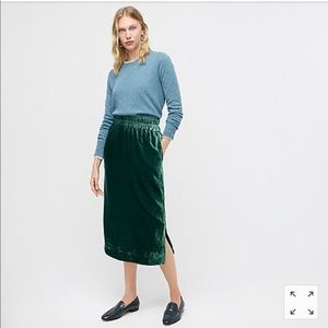 J. Crew Green Pull-on Velvet Pencil Skirt Size S